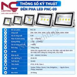 Thông số kỹ thuật đèn pha LED PNC-09