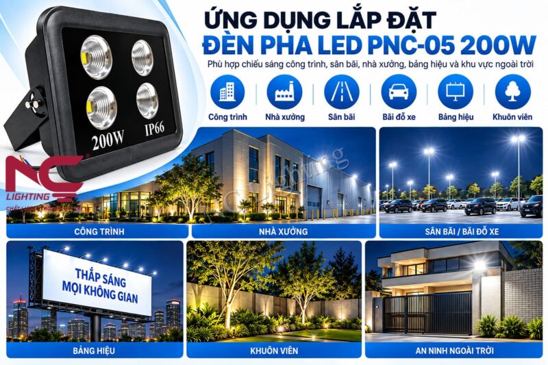 Ứng dụng thực tế của đèn pha chiếu sáng PNC-05