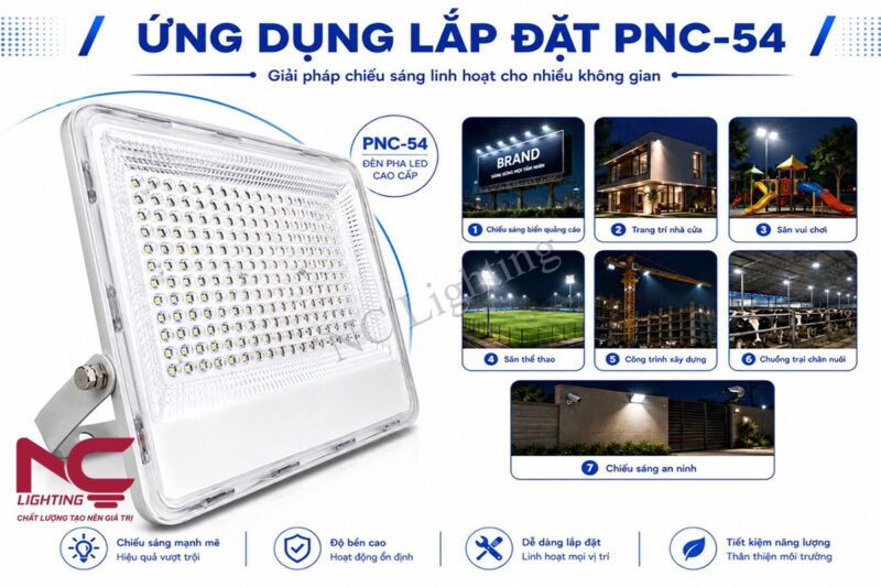 Ứng dụng lắp đặt chiếu sáng đèn pha LED PNC-54