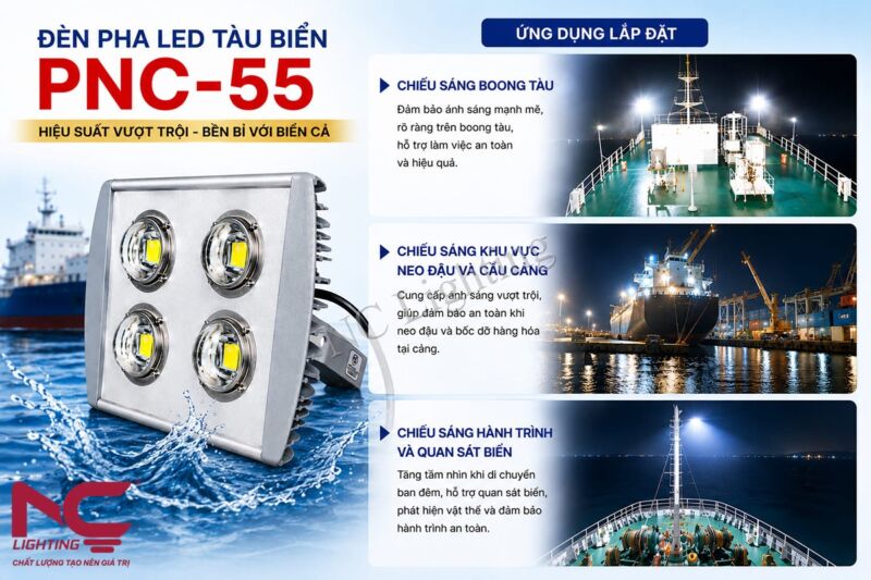 Ứng dụng đèn pha LED tàu biển PNC-55