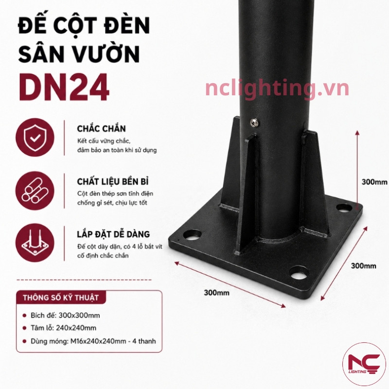 DN24 có đề cột chắc chắn