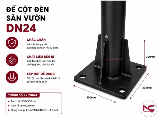 dn24 thiết kế đế cột chắc chắn