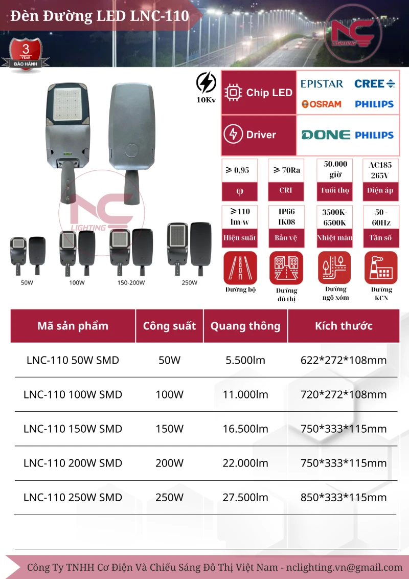 Catalogue Đèn Đường Led LNC-110