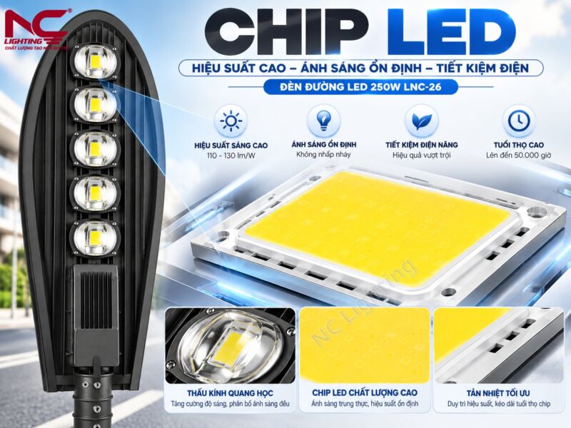 LNC-26 có chip led cob sếp dọc thành 1 hàng