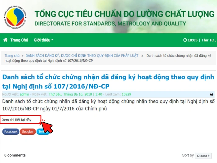 website Tổng cục Tiêu chuẩn Đo lường Chất lượng