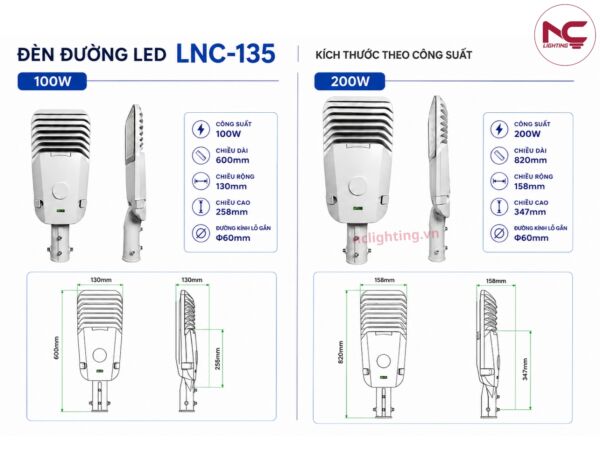 lnc-135 đồng bộ thiết kế với đa dạng kích thước