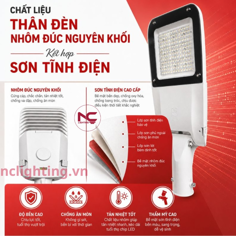 LNC-135 có thiết kế với chất liệu thân đèn nhôm đúc nguyên khối