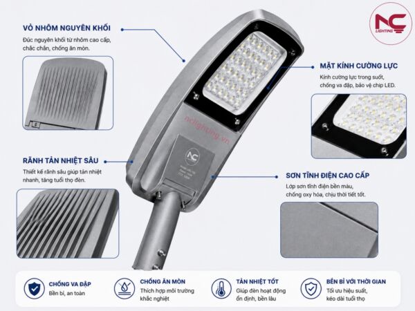 lnc-136 sử dụng vỏ nhôm đúc nguyên khối và mặt kính cường lực