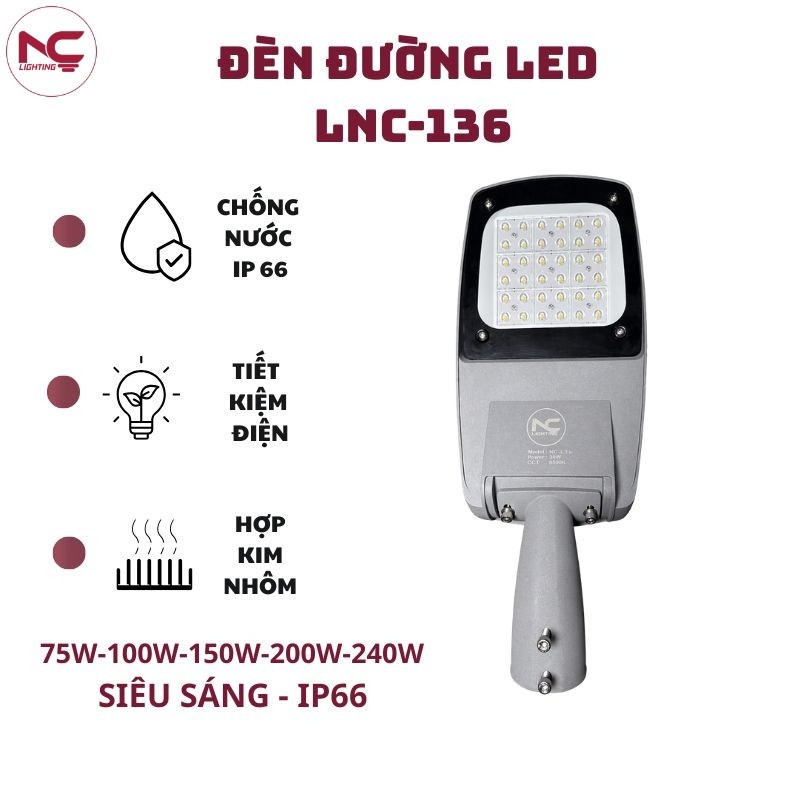Chỉ số của LNC-136 gồm chống nước, tiết kiệm điện và hợp kim nhôm