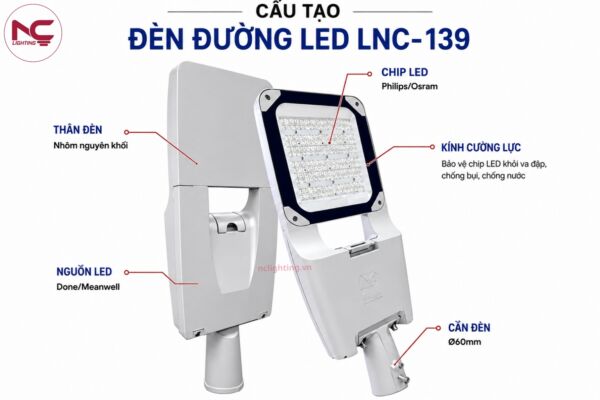 lnc-139 có kết cầu phần tay đèn chắc chắn