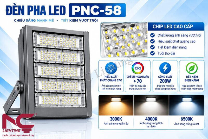 Đặc điểm của đèn pha LED ngoài trời PNC-58