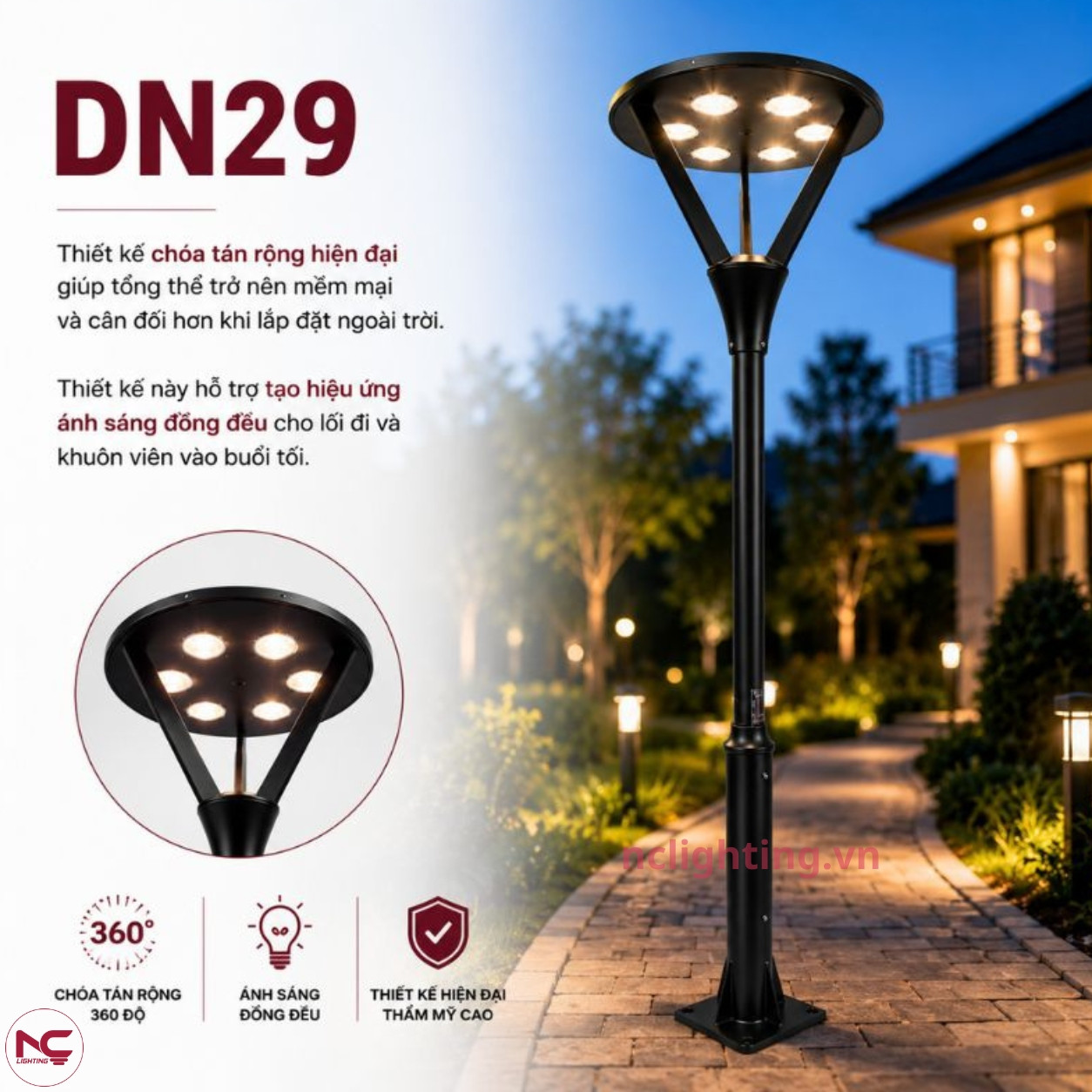 DN29 có thiết kế choá tròn hiện đại