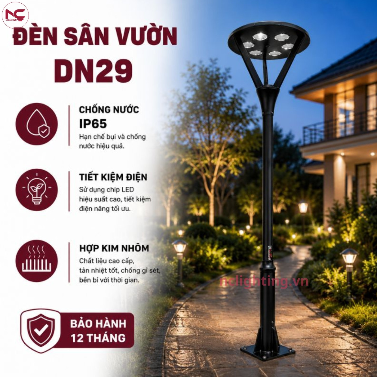 DN29 có nhiều ưu điểm vượt trội như chống nước IP65, thiết kiệm điện và chất liệu hợp kim nhôm