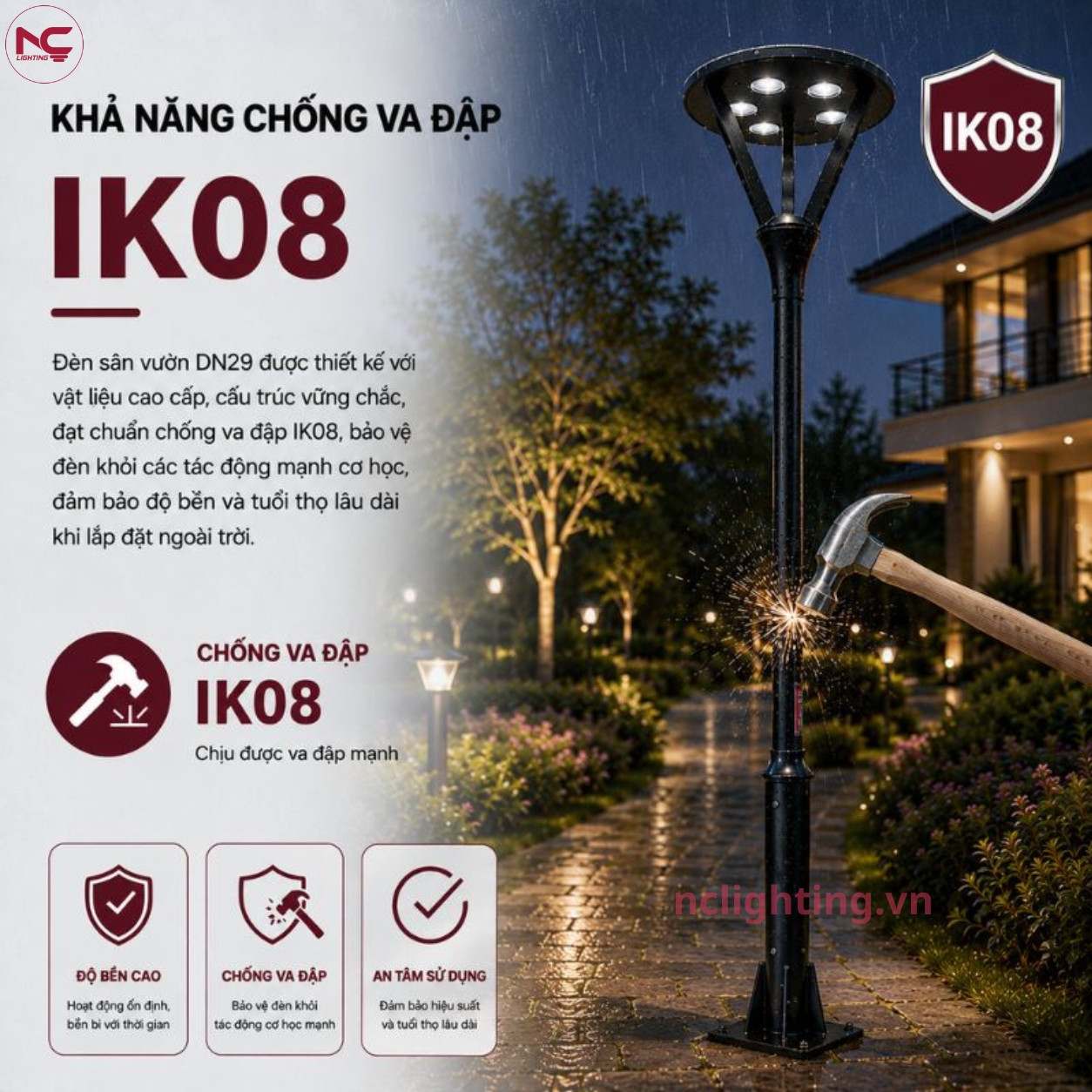 DN29 có khả năng chống va đập IK08