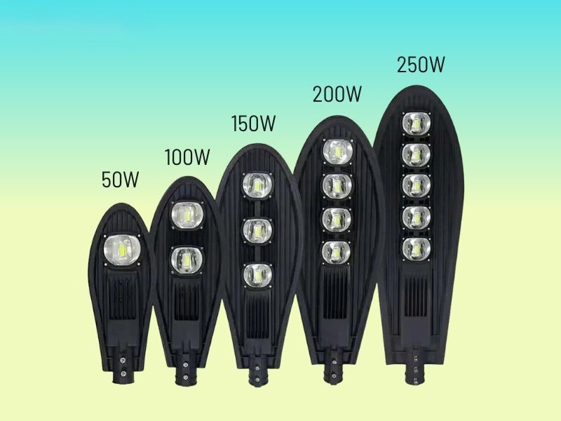 Các nẫu đèn đường nông thôn có nhiều công suất đa dạng từ 50w, 100w, 150w...