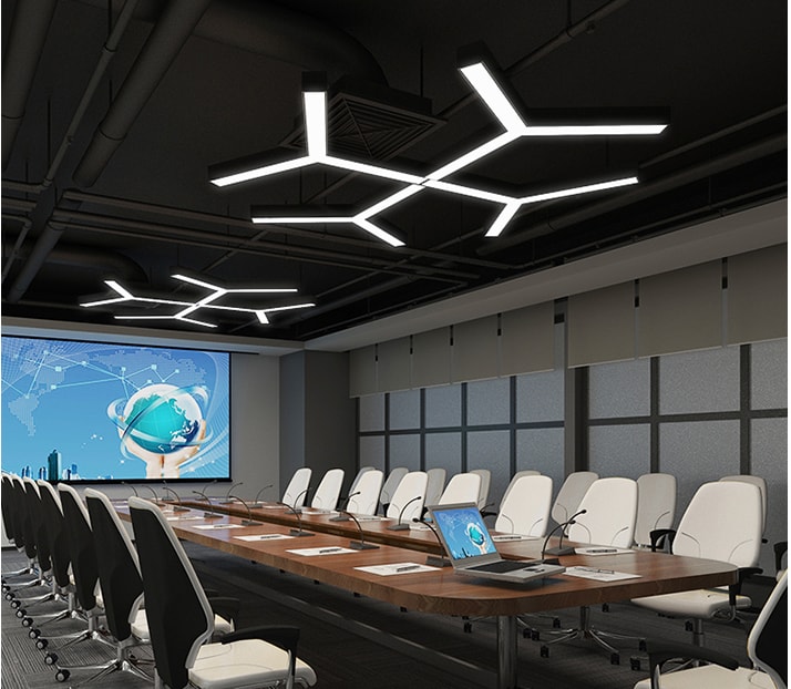 đèn văn phòng thả trần thiết kế hiện đại chiếu sáng phòng họp và khu làm việc nhóm