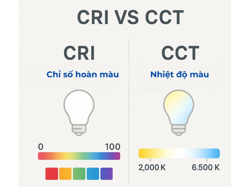 So sánh CRI và CCT trong chiếu sáng sân pickleball với chỉ số hoàn màu và nhiệt độ màu