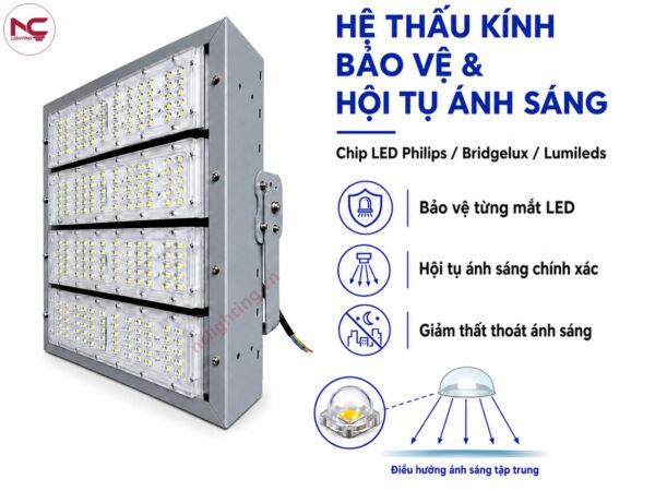pnc-59 có hệ thấu kính bảo vệ và hội tụ ánh sáng