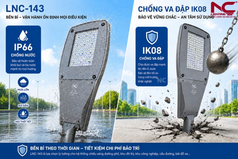 LNC-143 có thể chống va đập theo chuẩn IK08