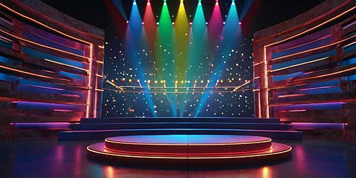 Cách bố trí ánh sáng hai bên hông và phông nền sân khấu tạo chiều sâu không gian