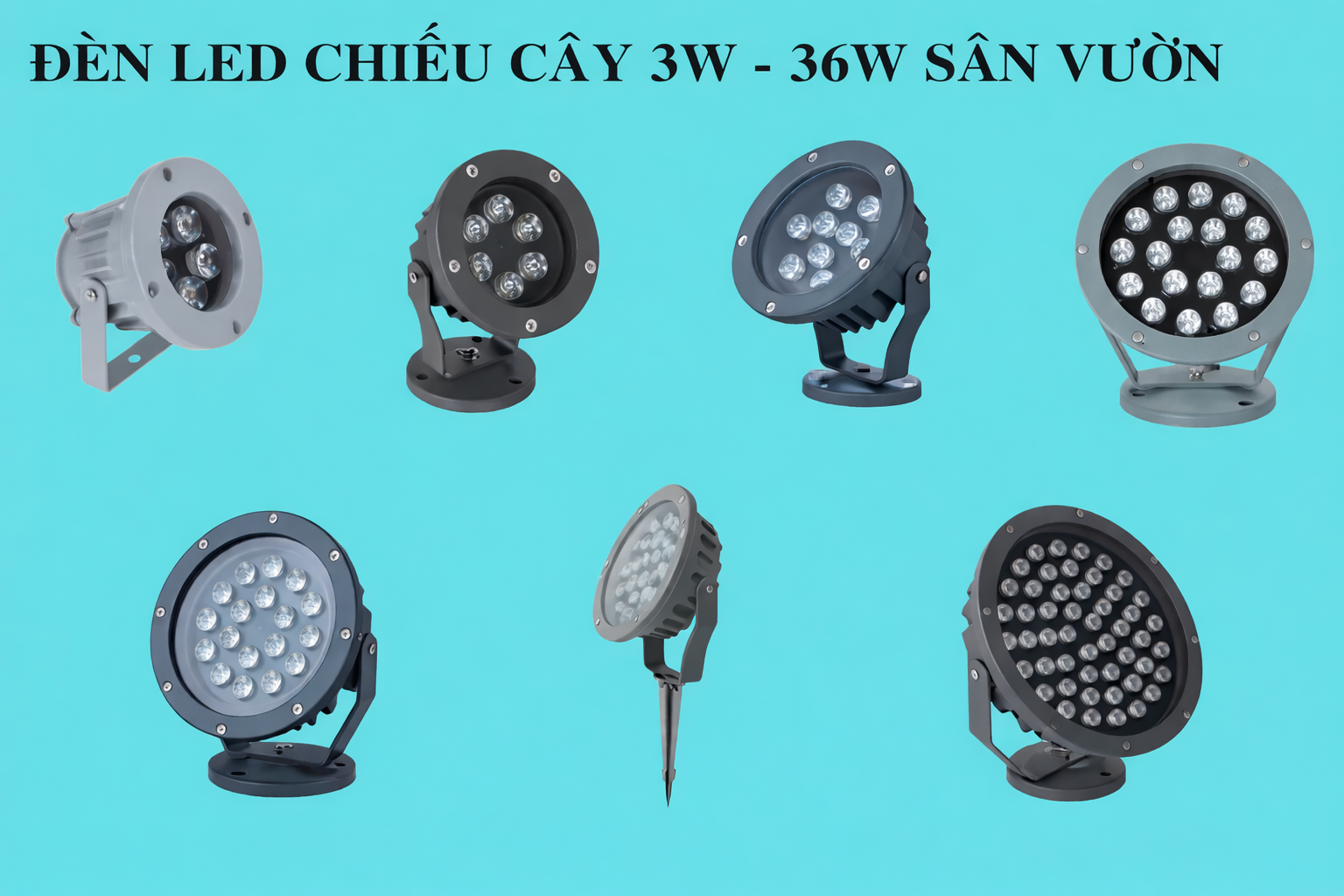 Đèn hắt cây mini đa dạng công suất từ 3w - 36w