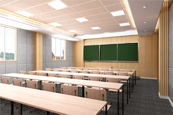 Đèn âm trần sử dụng trong lớp học giúp chiếu sáng