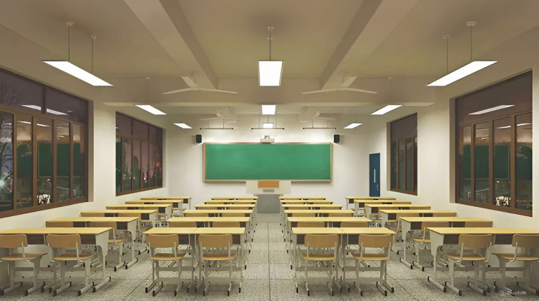 Đèn dạng tấm thả trần chiếu sáng lớp học