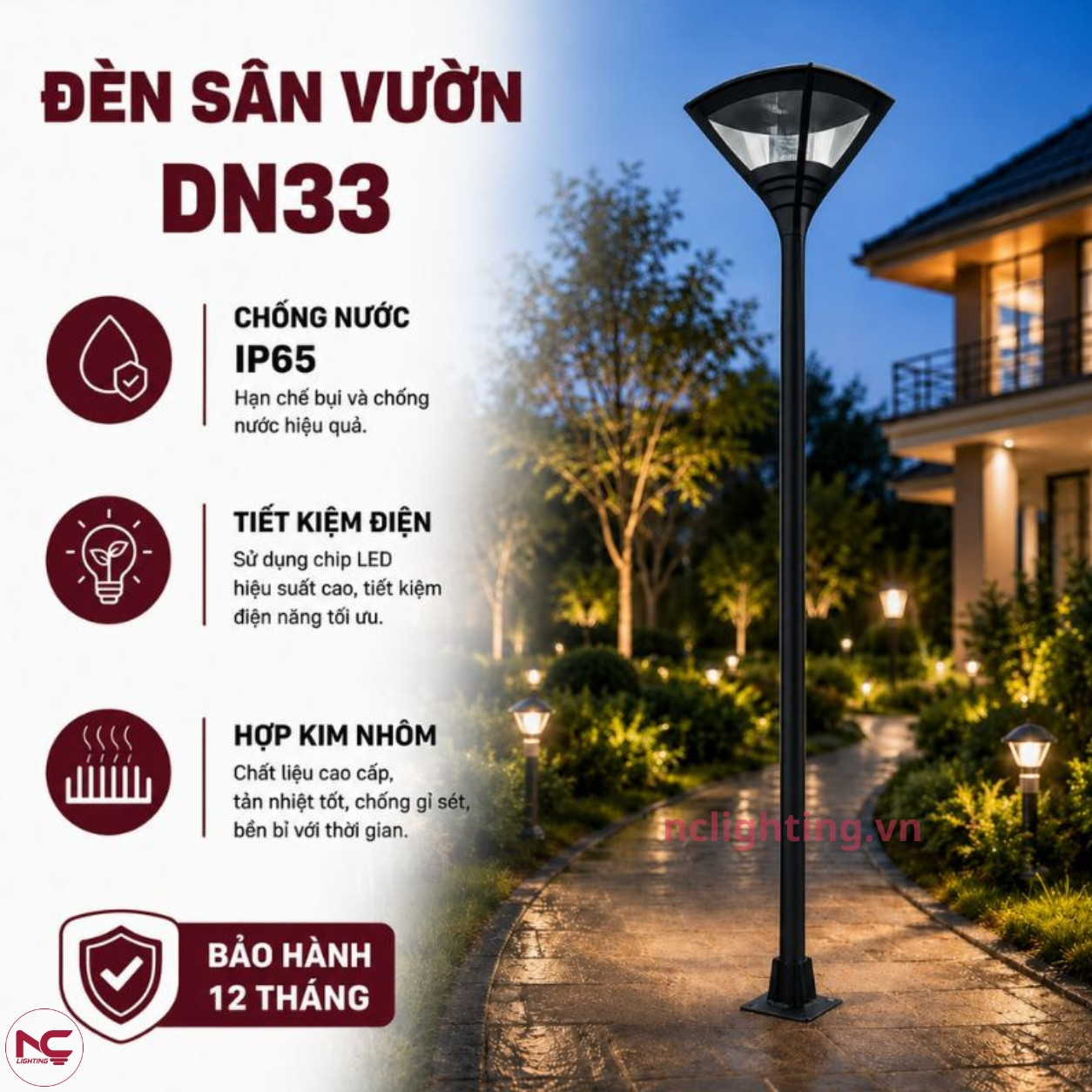 DN33 có khả năng chống nước, tiết kiệm điện, hợp kim nhôm