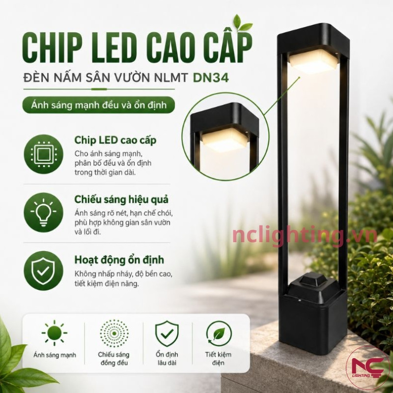 DN34 sử dụng chip led cao cấp