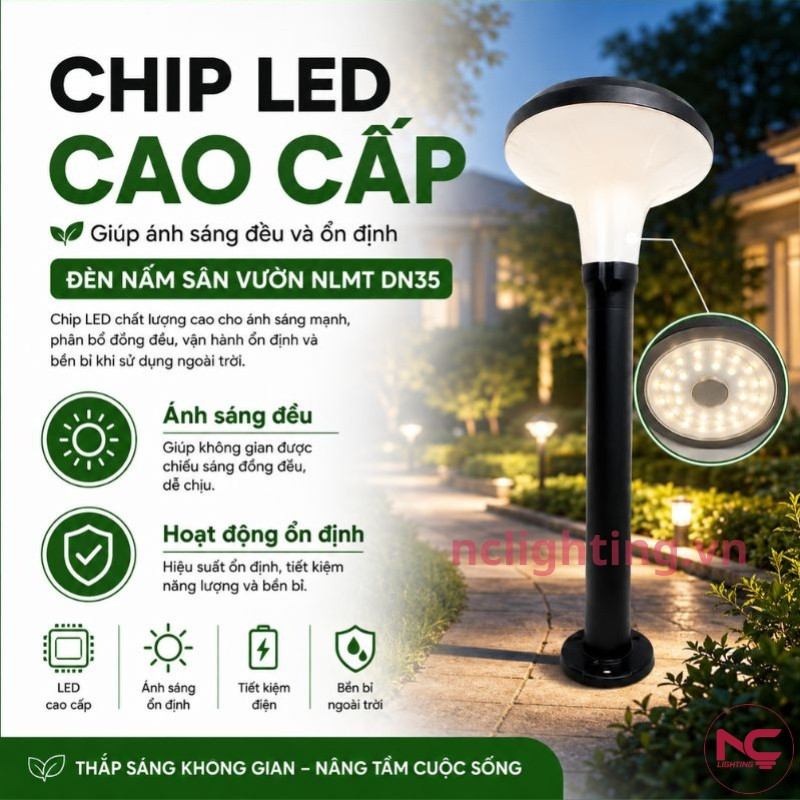 DN35 sử dụng chip led cao cấp cho ánh sáng đều