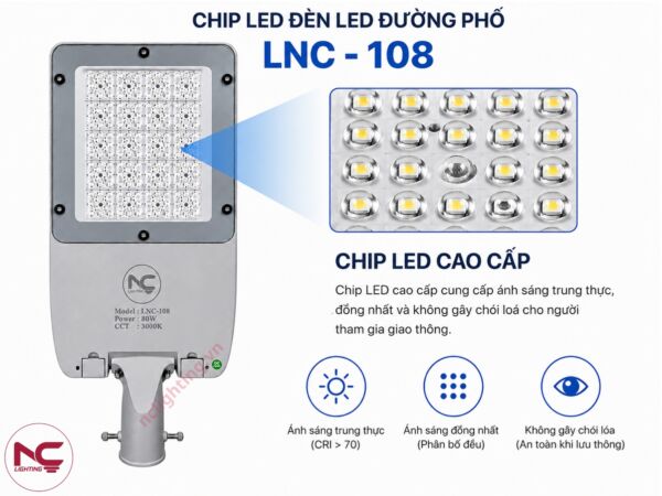 lnc-108 sử dụng chip led cao cấp