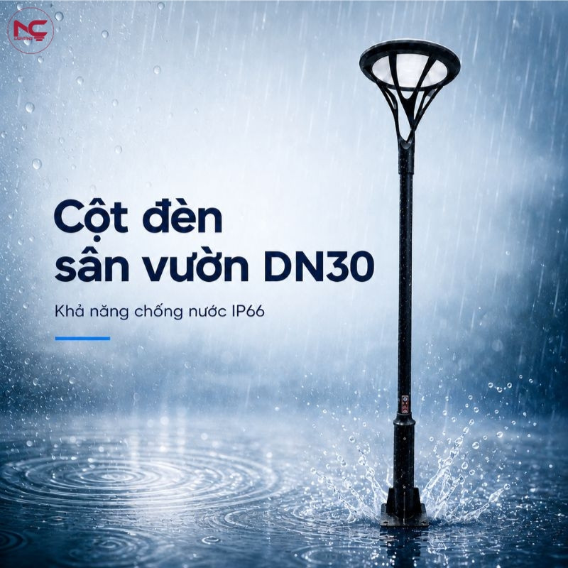 Cột đèn trang trí sân vườn tán tròn DN30 có khả năng chống nước theo tiêu chuẩn IP66