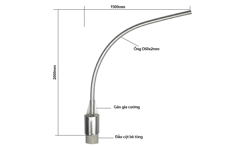 Cấu tạo cần đèn gắn trụ bê tông