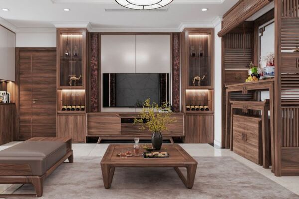 Bố trí đèn phòng thờ với phòng thờ kết hợp phòng khách