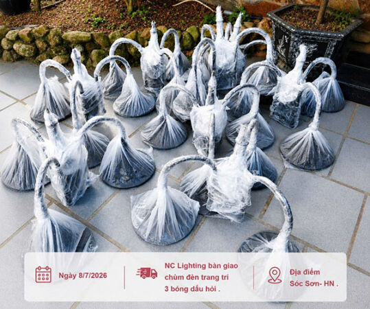 bàn giao đèn chùm cho dự án đi sóc sơn