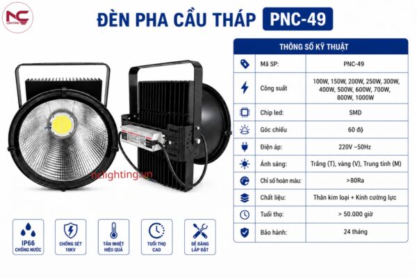 thông tin về đèn pha pnc-49 cung cấp cho dự án chiếu sáng kcn 