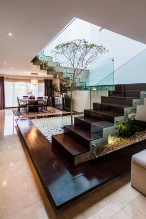 đèn lắp trần nhà cho giếng trời khu phòng khách