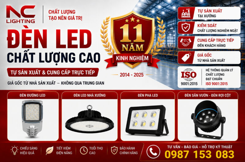 đèn led nhà xưởng được xản xuất tại xưởng của NC Lighting