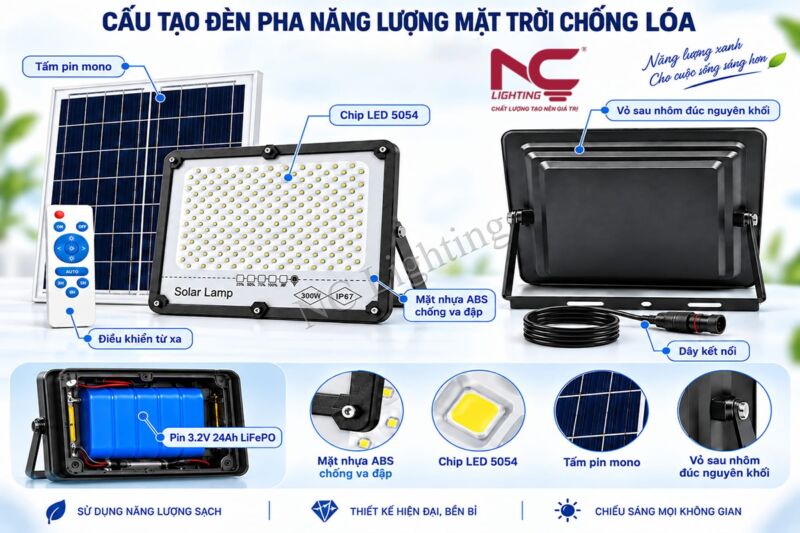 Cấu tạo chi tiết của đèn pha NLMT 300W