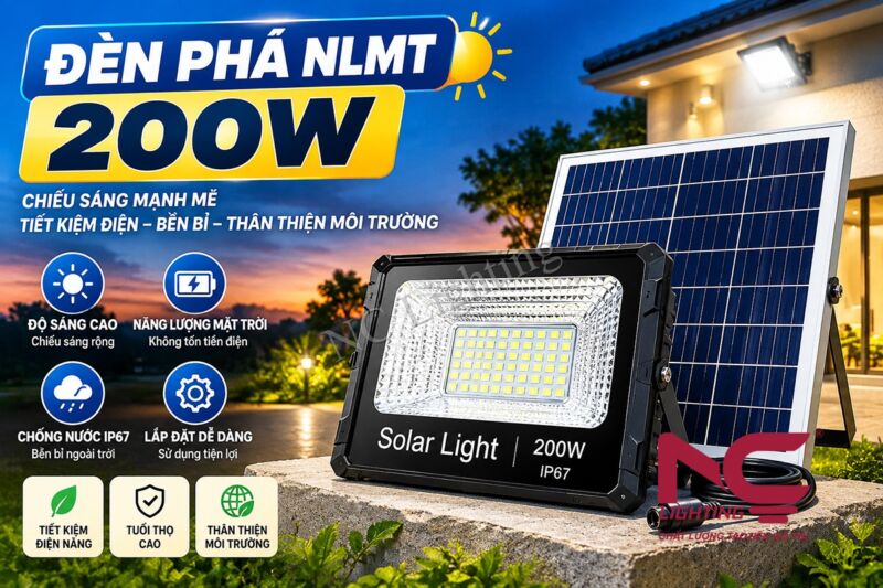 Đèn pha năng lượng mặt trời 200W