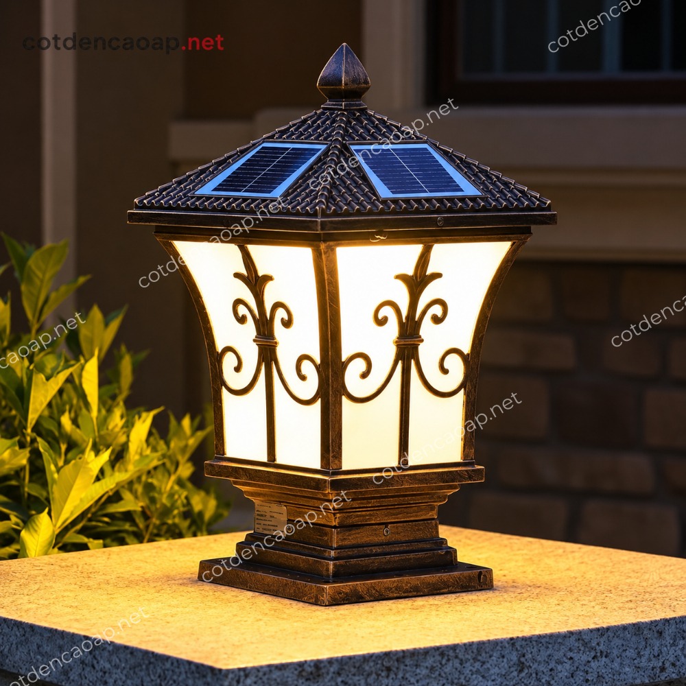 den-tru-cong-tcnl-02-anh-sang-vang Đèn trụ cổng năng lượng mặt trời TCNL 02 ánh sáng vàng