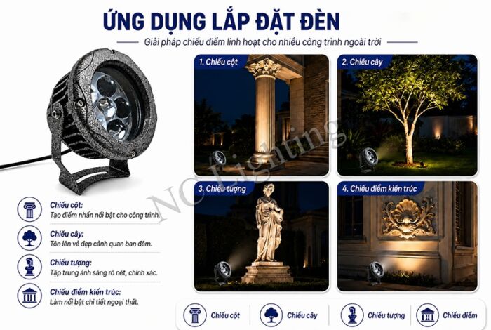 Tư vấn cách lắp đèn rọi cột ngoài trời
