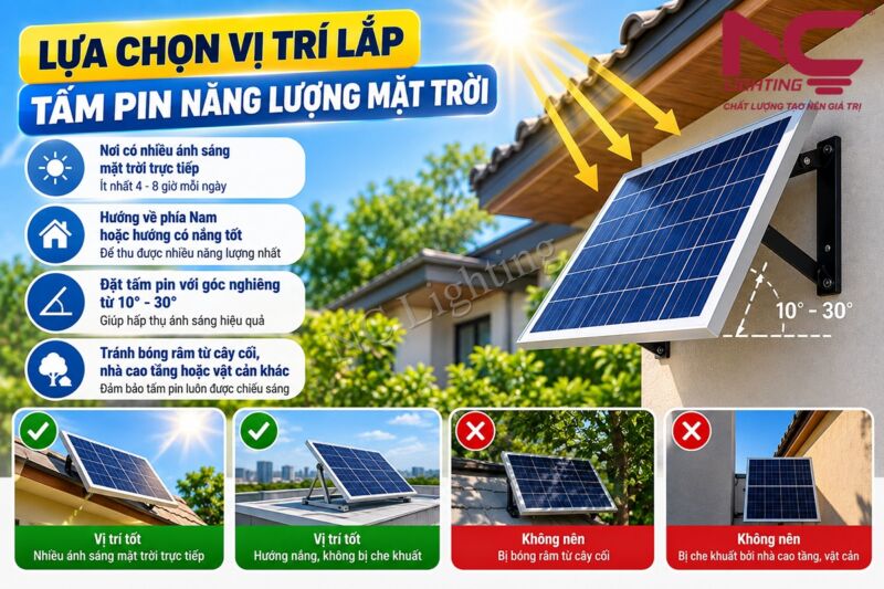 Lựa chọn vị trí lắp tấm pin năng lượng mặt trời
