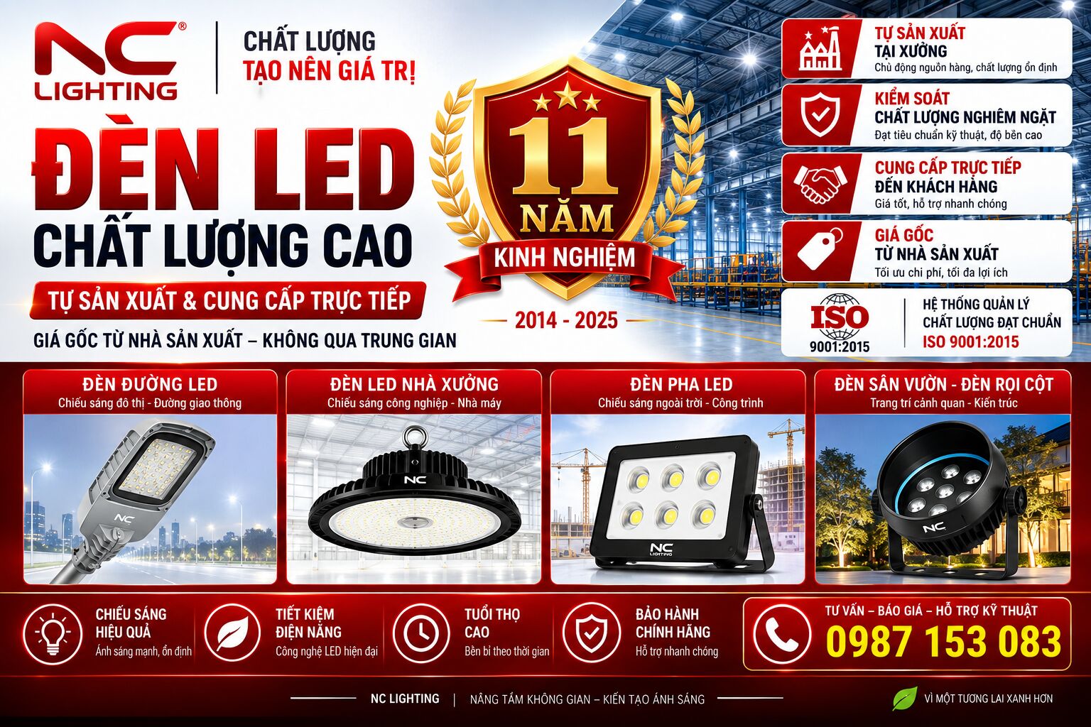 đèn led nhà xưởng được xản xuất tại xưởng của NC Lighting