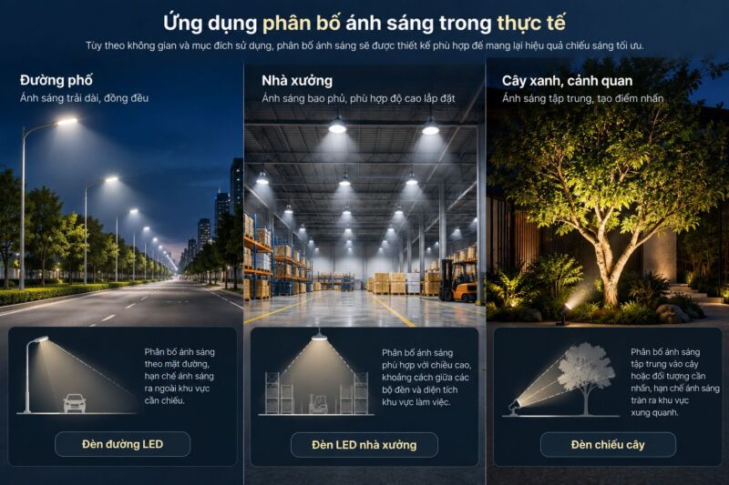 Phân bố ánh sáng được ứng dụng rộng rãi trong đời sống