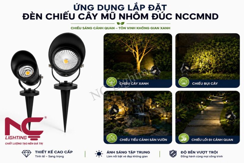Ứng dụng của đèn cắm cỏ nhôm đúc NCCMND