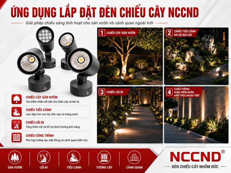 Ứng dụng của đèn chiếu cây trong chiếu sáng cảnh quan