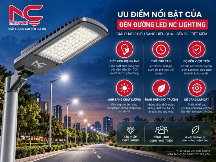 đèn đường led do NC Lighting sản xuất có nhiều ưu điểm