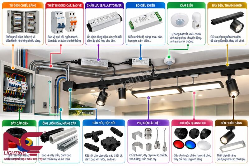 Vai trò của phụ kiện chiếu sáng trong hệ thống đèn