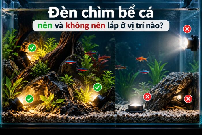 Những vị trí nên và không nên lắp đèn chìm bể cá